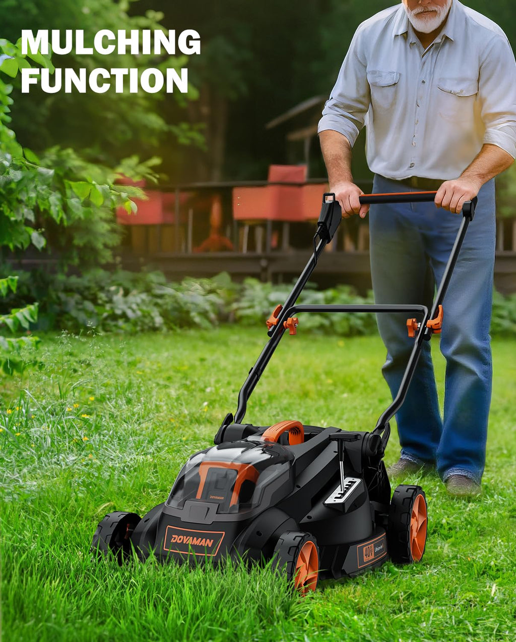 40V 19" Cordless Lawn Mower, Brushless Push Lawn Mower w/ 13.2Gal Bag, 98% Grass Collection, 3-Step er Foldable, 6-Position Height Adjustment Meets Various Cutting Needs