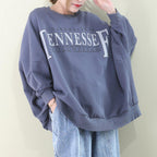Loose Fit Letter Printed Ripped Bottom Sweatshirt