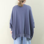 Loose Fit Letter Printed Ripped Bottom Sweatshirt