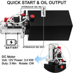 DC12V 8-Quart High Flow Double-Acting Hydraulic Pump Power Unit Dump Trailer