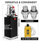 DC12V 8-Quart High Flow Double-Acting Hydraulic Pump Power Unit Dump Trailer