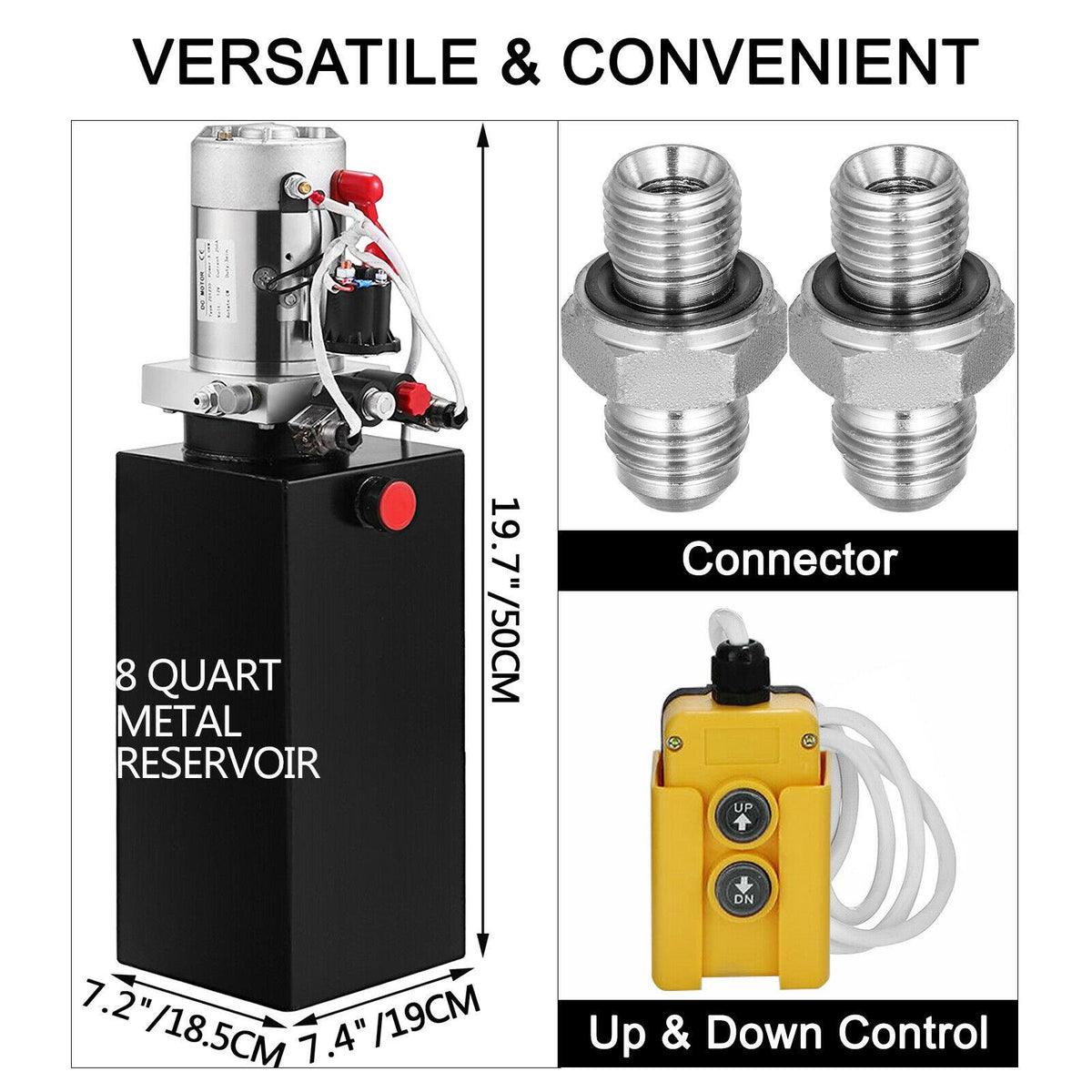 DC12V 8-Quart High Flow Double-Acting Hydraulic Pump Power Unit Dump Trailer