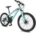 H&amp;ZT Adult Mountain Bike, 24“/ 26"/ 27.5” Wheels, Suspension Fork, Twist Shifters Derailleurs, Dual-Disc Brakes, 21 Speeds, Unisex MTB Bikes for Women and Men