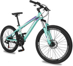 H&amp;ZT Adult Mountain Bike, 24“/ 26"/ 27.5” Wheels, Suspension Fork, Twist Shifters Derailleurs, Dual-Disc Brakes, 21 Speeds, Unisex MTB Bikes for Women and Men