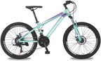 H&amp;ZT Adult Mountain Bike, 24“/ 26"/ 27.5” Wheels, Suspension Fork, Twist Shifters Derailleurs, Dual-Disc Brakes, 21 Speeds, Unisex MTB Bikes for Women and Men