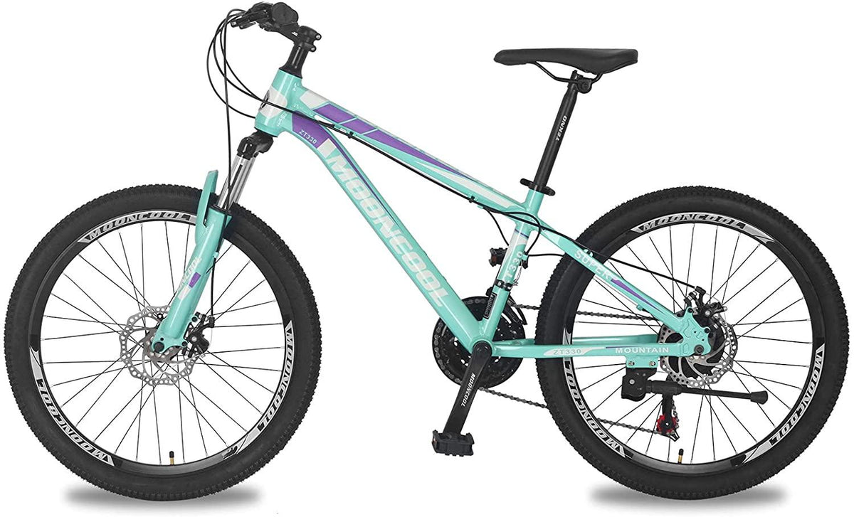 H&amp;ZT Adult Mountain Bike, 24“/ 26"/ 27.5” Wheels, Suspension Fork, Twist Shifters Derailleurs, Dual-Disc Brakes, 21 Speeds, Unisex MTB Bikes for Women and Men