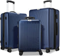 Luggage Sets Expandable 3 Piece Set with TSA Lock 360° Double Spinner Wheels 20/24/28 inch Hard Case Suitcase, Dark Blue