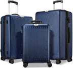 Luggage Sets Expandable 3 Piece Set with TSA Lock 360° Double Spinner Wheels 20/24/28 inch Hard Case Suitcase, Dark Blue