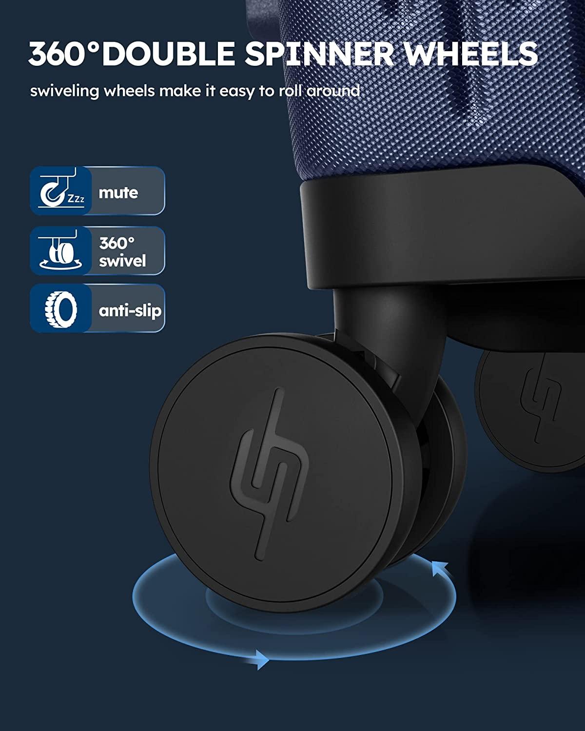 Luggage Sets Expandable 3 Piece Set with TSA Lock 360° Double Spinner Wheels 20/24/28 inch Hard Case Suitcase, Dark Blue