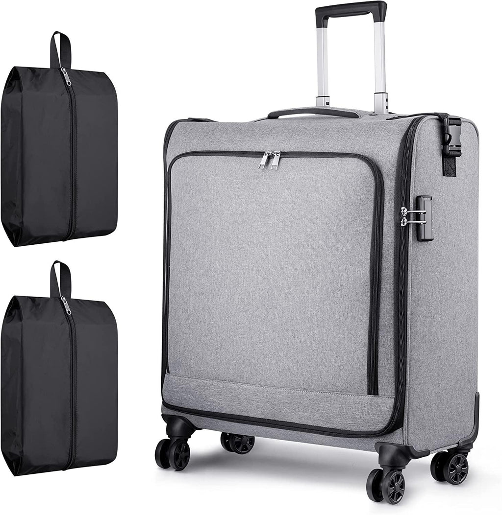 Rolling Garment Bags with Wheels for Travel, Wheeled Garment Luggage Bag for Men and Women, 4 Spinner Wheels, Separate Suit Compartment, Side-mounted Locks, Checked-Large 26-Inch Suitcase