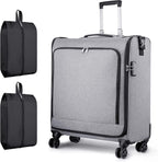 Rolling Garment Bags with Wheels for Travel, Wheeled Garment Luggage Bag for Men and Women, 4 Spinner Wheels, Separate Suit Compartment, Side-mounted Locks, Checked-Large 26-Inch Suitcase