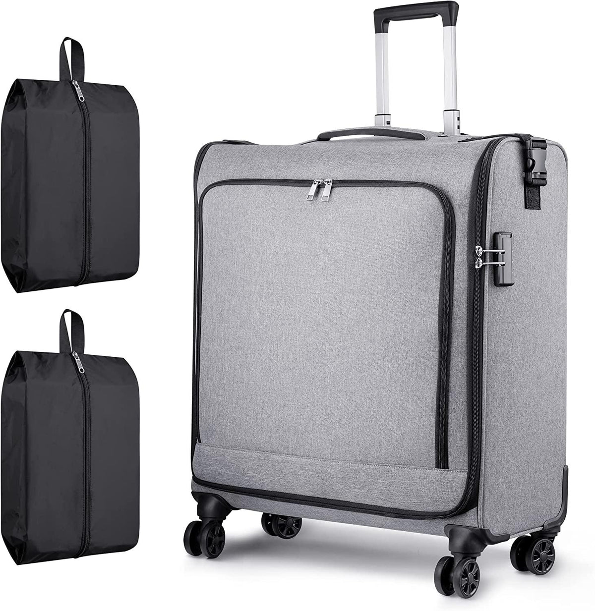 Rolling Garment Bags with Wheels for Travel, Wheeled Garment Luggage Bag for Men and Women, 4 Spinner Wheels, Separate Suit Compartment, Side-mounted Locks, Checked-Large 26-Inch Suitcase