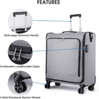 Rolling Garment Bags with Wheels for Travel, Wheeled Garment Luggage Bag for Men and Women, 4 Spinner Wheels, Separate Suit Compartment, Side-mounted Locks, Checked-Large 26-Inch Suitcase