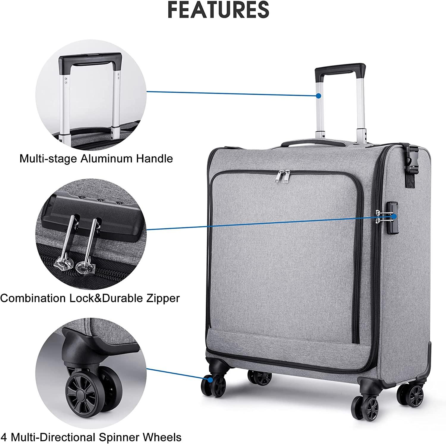 Rolling Garment Bags with Wheels for Travel, Wheeled Garment Luggage Bag for Men and Women, 4 Spinner Wheels, Separate Suit Compartment, Side-mounted Locks, Checked-Large 26-Inch Suitcase