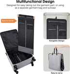 Rolling Garment Bags with Wheels for Travel, Wheeled Garment Luggage Bag for Men and Women, 4 Spinner Wheels, Separate Suit Compartment, Side-mounted Locks, Checked-Large 26-Inch Suitcase