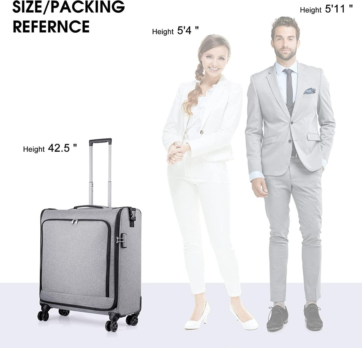 Rolling Garment Bags with Wheels for Travel, Wheeled Garment Luggage Bag for Men and Women, 4 Spinner Wheels, Separate Suit Compartment, Side-mounted Locks, Checked-Large 26-Inch Suitcase