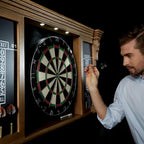 Woodhaven Premium Bristle Dartboard Cabinet Set with LED Lights