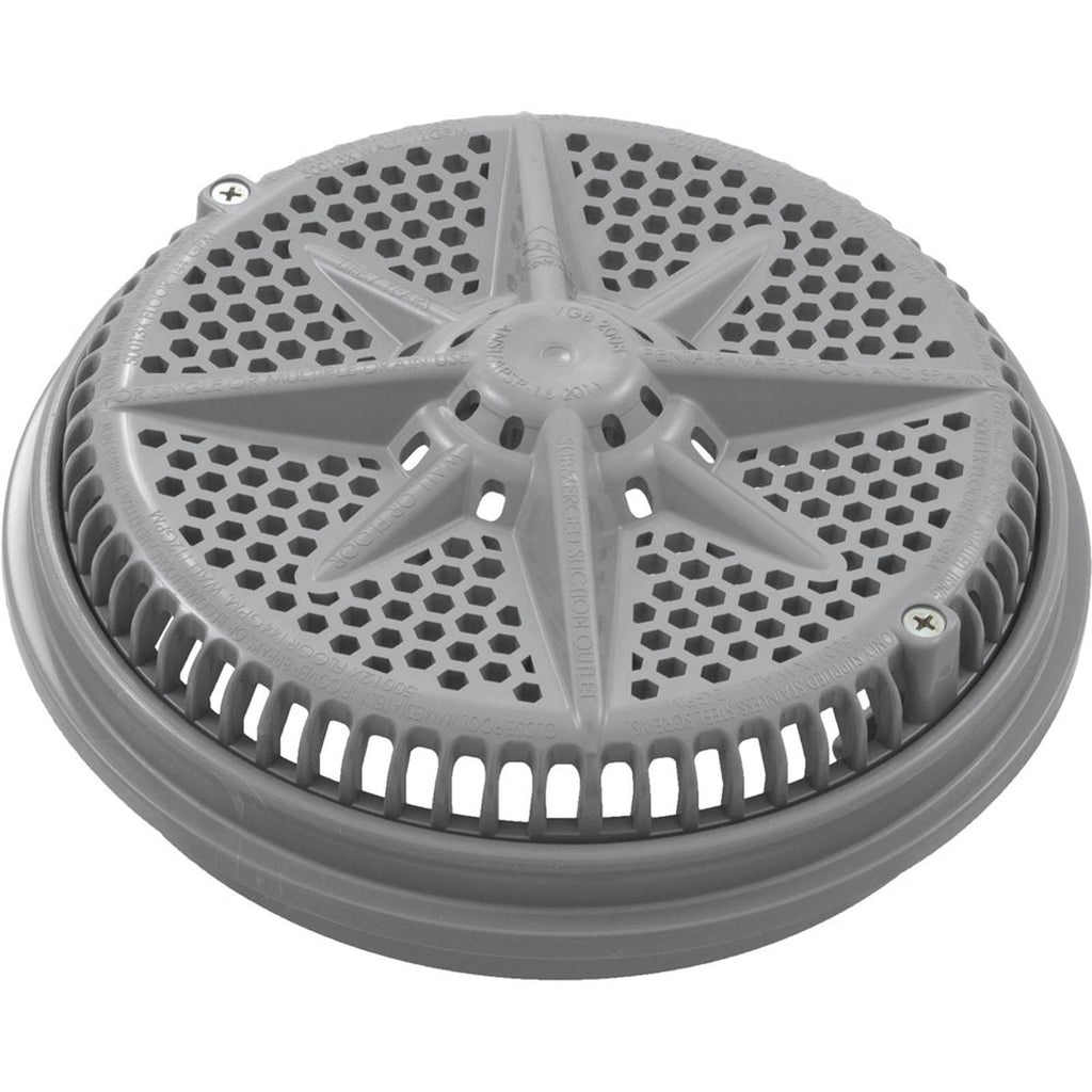 PENTAIR POOL PRODUCTS Main Drain Grate, Pent StarGuard, 8", 112gpm, Gray, qty 2, Lg Ring