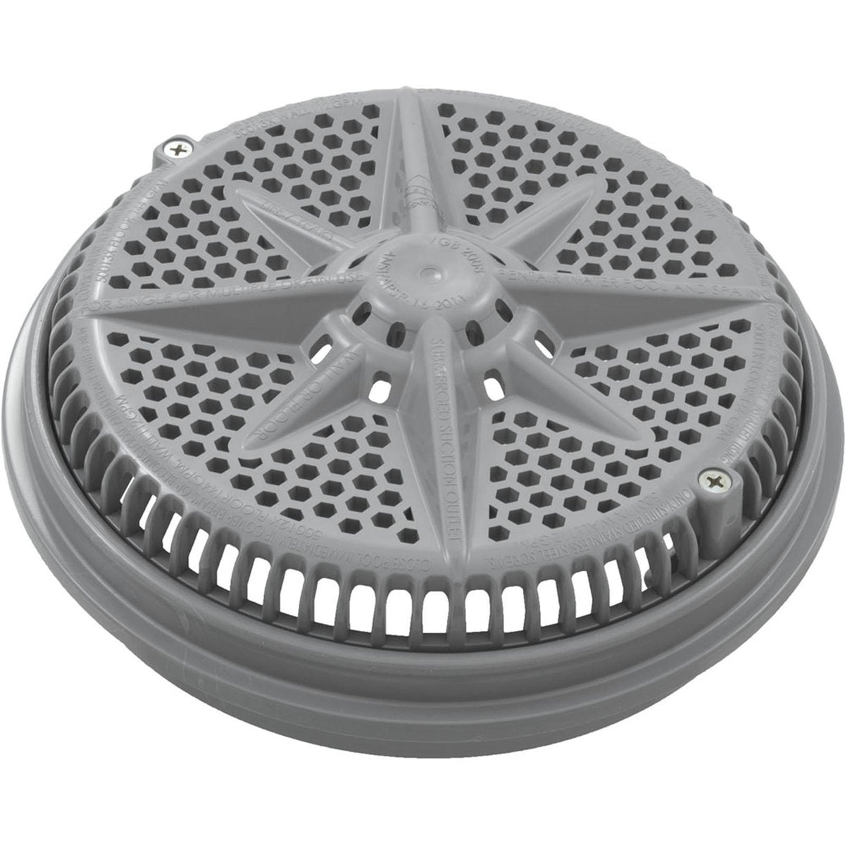 PENTAIR POOL PRODUCTS Main Drain Grate, Pent StarGuard, 8", 112gpm, Gray, qty 2, Lg Ring