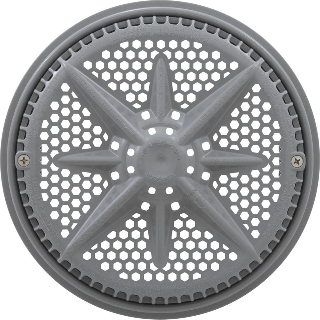 PENTAIR POOL PRODUCTS Main Drain Grate, Pent StarGuard, 8", 112gpm, Gray, qty 2, Lg Ring