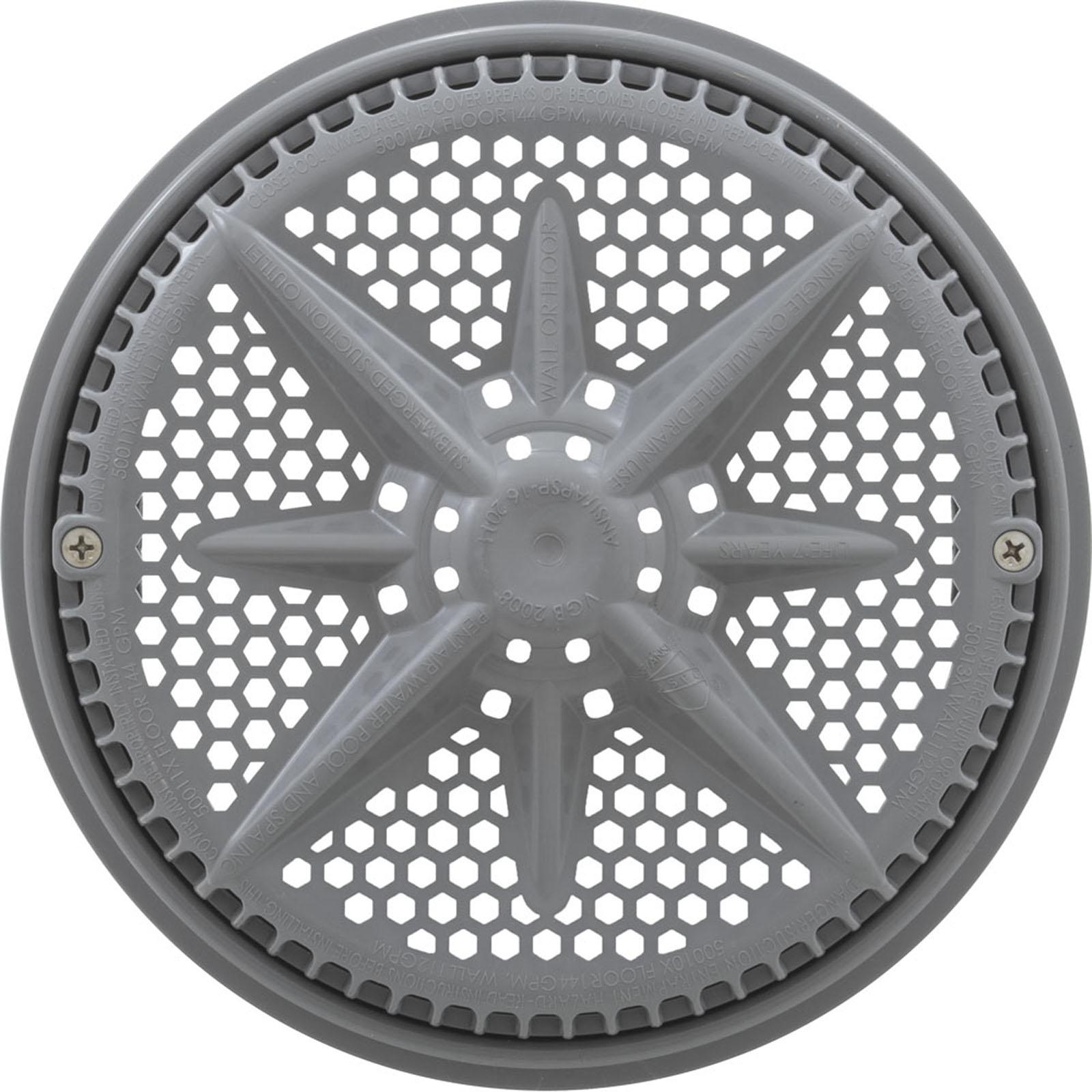 PENTAIR POOL PRODUCTS Main Drain Grate, Pent StarGuard, 8", 112gpm, Gray, qty 2, Lg Ring