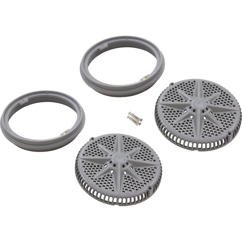 PENTAIR POOL PRODUCTS Main Drain Grate, Pent StarGuard, 8", 112gpm, Gray, qty 2, Lg Ring