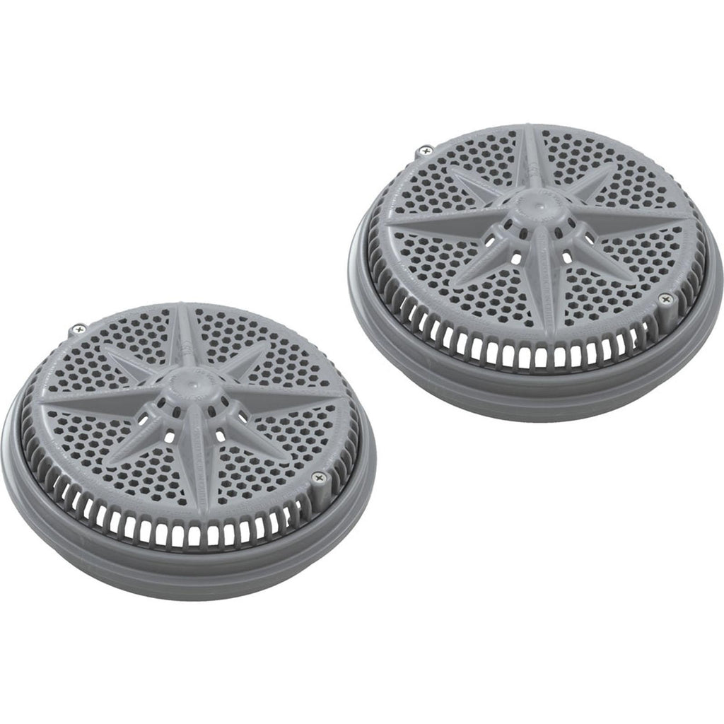 PENTAIR POOL PRODUCTS Main Drain Grate, Pent StarGuard, 8", 112gpm, Gray, qty 2, Lg Ring