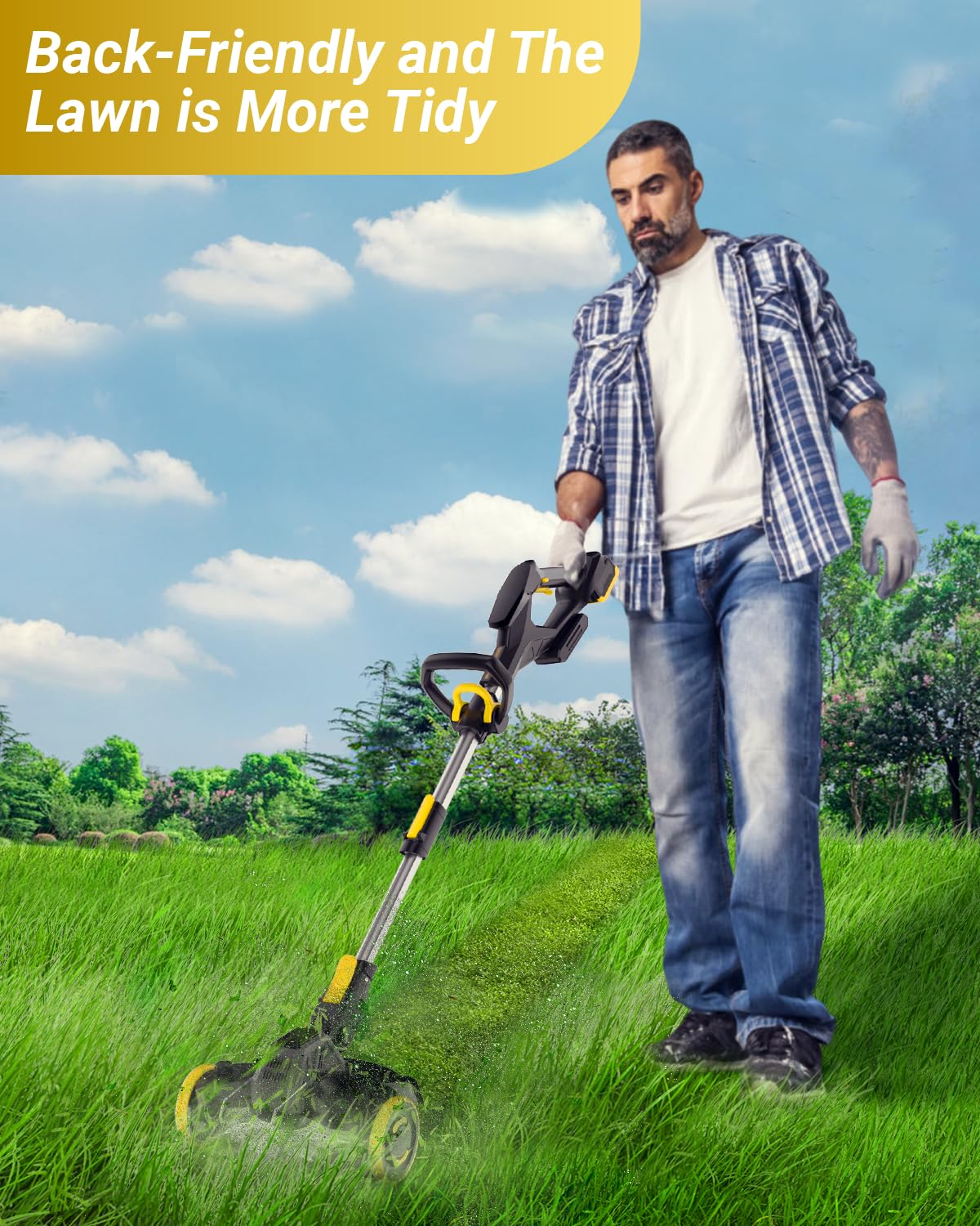 Brushless Cordless Weed Wacker, 4820 Gear Brushless Motor 20V Battery Powered Weed Eater, 3-in-1 Trimmer/Edger/Lawn Mower (5.2A Battery)