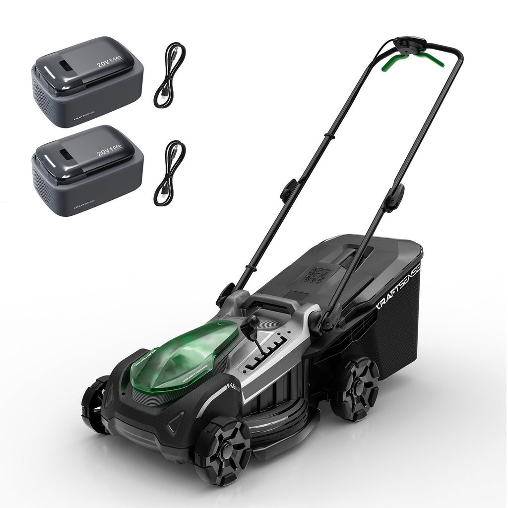 18" Electric Lawn Mower, 40V Cordless Lawn Mower with 2x5.0Ah Batteries, Brushless Motor, 2-in-1 Mulching &amp; Bagging, 6-Position Height Adjustment, for Small to Medium Yards
