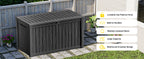 200 Gallon Outdoor Deck Box, Lockable Waterproof Outdoor StoraBoxes For Garden Tools,Indoor Cushions,Accessories Outside StoraResin Weatherproof Container(Black)