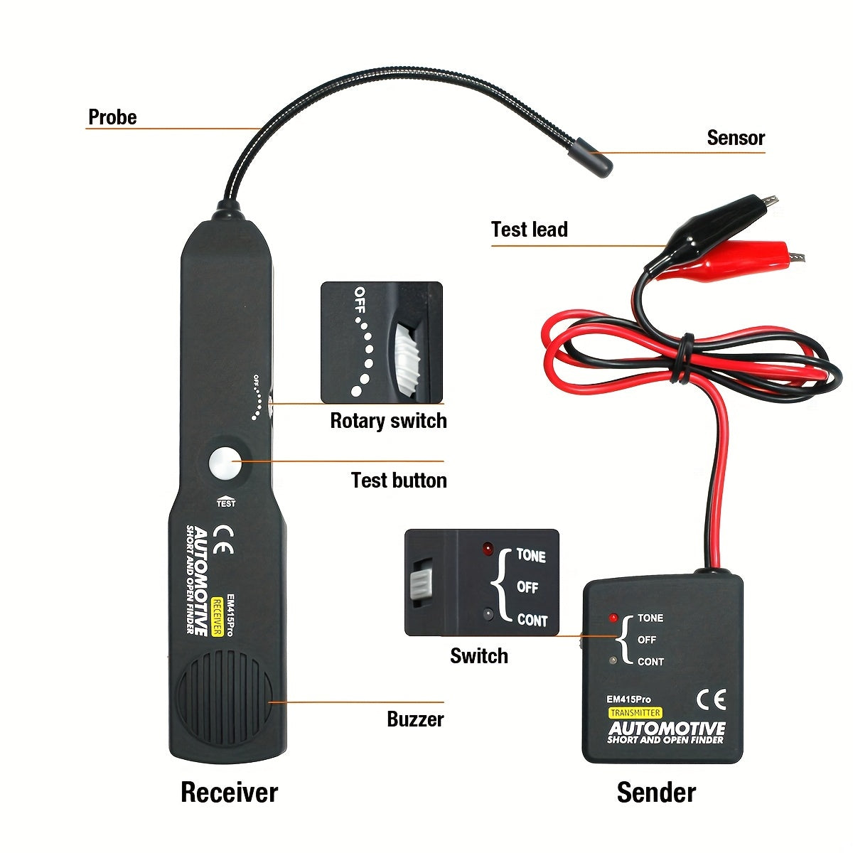 Car Automotive Short & Open Finder EM415PRO Car Short Circuit Detector Car Repair Tool Detector Track The Cables Or Wires