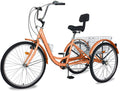 Adult Tricycles, 3 Wheel Bikes for Adults 20/24/26 inch 7 Speed Adult Trikes Bicycles Cruise Trike with Shopping Basket for Seniors, Women, Men (Orange, 26" Wheel/ 7 Speed)
