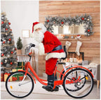 Printasaurus Adult Tricycles 7 Speed, Adult Trikes 24 inch 3 Wheel Bikes, Three-Wheeled Bicycles Cruise Trike with Shopping Basket for Seniors, Women, Men.