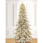 Glitzhome 11ft Pre-Lit Flocked Slim Pine Artificial Christmas Tree with 950 Warm White Lights
