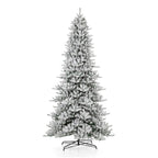 Glitzhome 11ft Pre-Lit Flocked Slim Pine Artificial Christmas Tree with 950 Warm White Lights