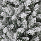 Glitzhome 11ft Pre-Lit Flocked Slim Pine Artificial Christmas Tree with 950 Warm White Lights