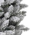 Glitzhome 11ft Pre-Lit Flocked Slim Pine Artificial Christmas Tree with 950 Warm White Lights