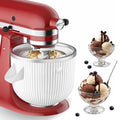 Ice Cream Maker Attachment for , Fits  4.5/5QT & 6QT Mixers, Frozen Ice Cream & Sorbet Gelato Maker, 2 Quart, White
