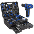 Tool Set with 8V Cordless Drill, 369-Piece Home Tool Kit with Drill Driver, Toolbox StoraCase with Drawer, General Household Tools for Home Repairs and DIY, Handyman (Blue)