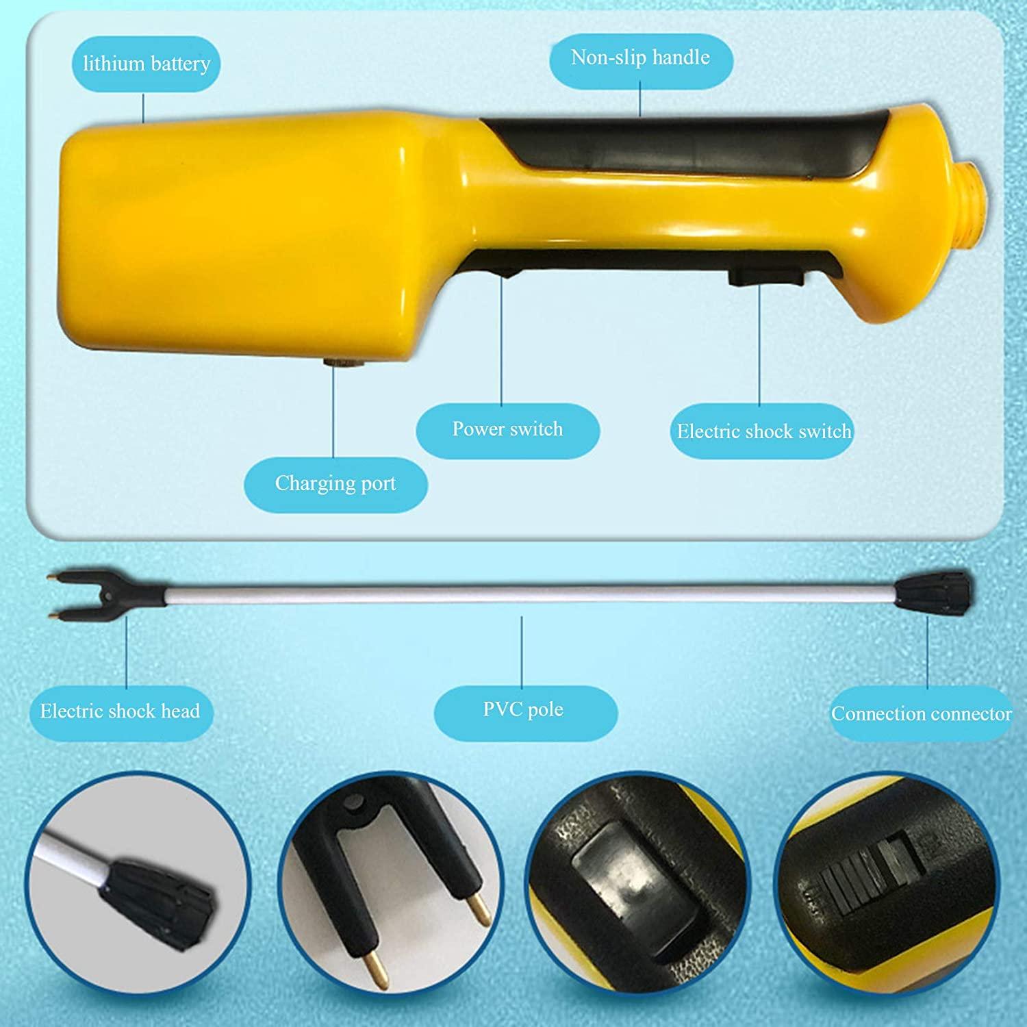 waterproof cattle prod stick,electric rechargeable hand prod shock animals livestock farm pig cattle prod livestock prod stick for cow pig cattle goats and big dog,