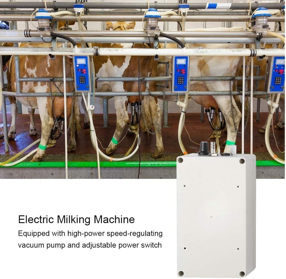 electric milking machine, 7l portable automatic pulsation vacuum pump milker with 2 teat cups &amp; stainless steel bucket, food grade goat milking machine for goat, cow, sheep, farm, livestock(#1)