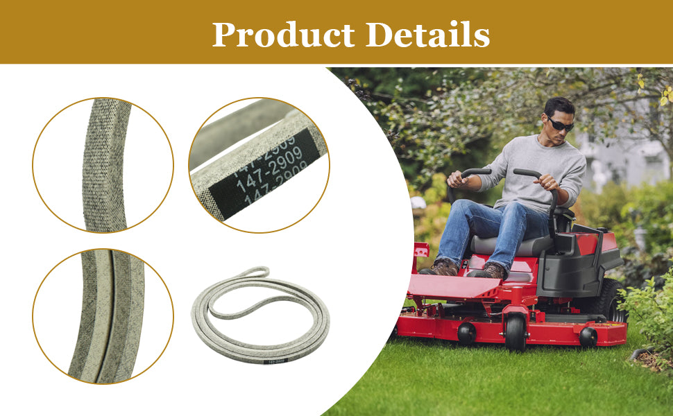 147-2909 50" Lawn Mower Deck Drive V-Belt Fits for Timecutter 77501 77502 77505 77515TA Riding Series Lawn Mowers