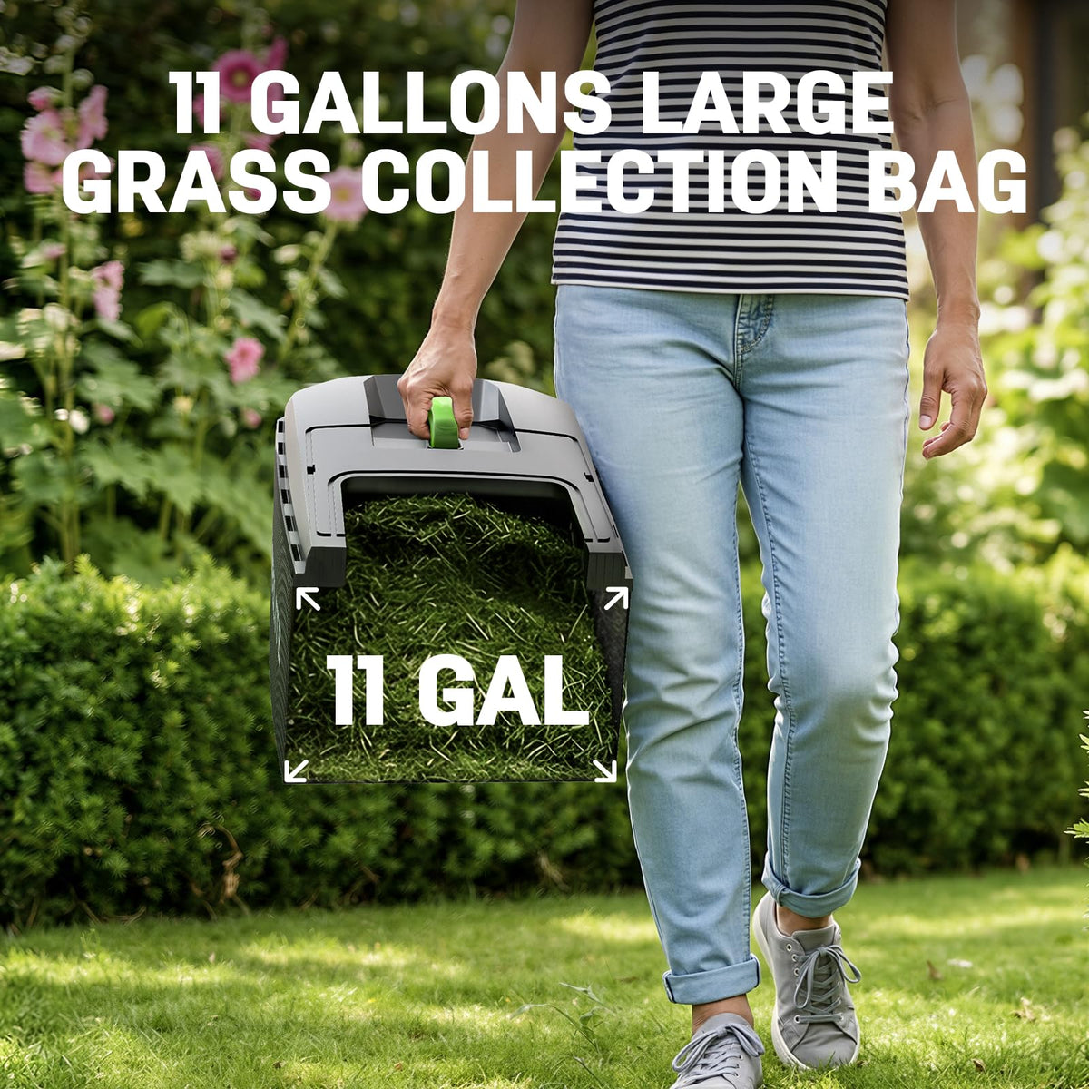 40V 17 Inch Brushless Electric Lawn Mower, Adjustable Cutting Heights Cordless Lawn Mower, 2-in-1 Bagging Mulching Lawn Care Tool, Powered by 2 Rechargeable 4.0Ah Batteries with Charger,Green