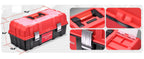 Tool Box Organizer Portable 3-layer Folding Toolbox with Non-slip Handle Tray for Garage, Workshop and On-the-Go Repairs, Red/Black