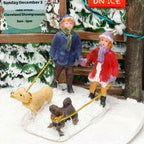 ZMDZA Miniature Resin Christmas Scene Lighted Animated Rotating Santa Claus with Colorful Light Music Box Holiday Decoration