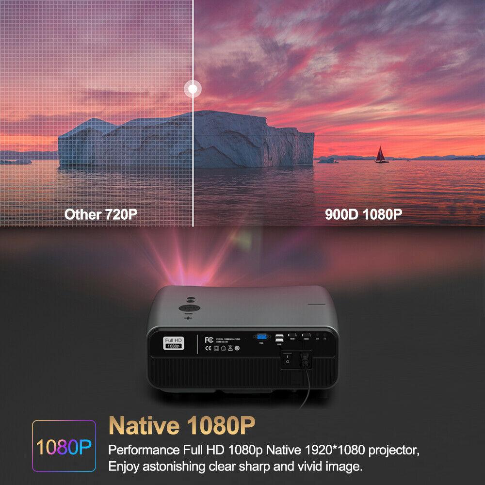 8500lm native 1080p projector conference meeting hd tv bundle bag/screen 10000:1