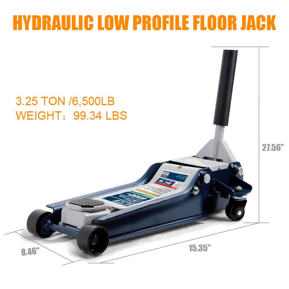 3.25 Ton 6,500 lb Capacity Hydraulic Floor Jack with Dual Piston  Lift Pump