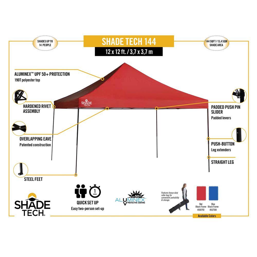 ST144 12 ft. x 12 ft. Red Straight Leg Canopy
