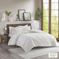 Home Essence Leena 3 piece Tufted Cotton Comforter set, King/Cal King, White