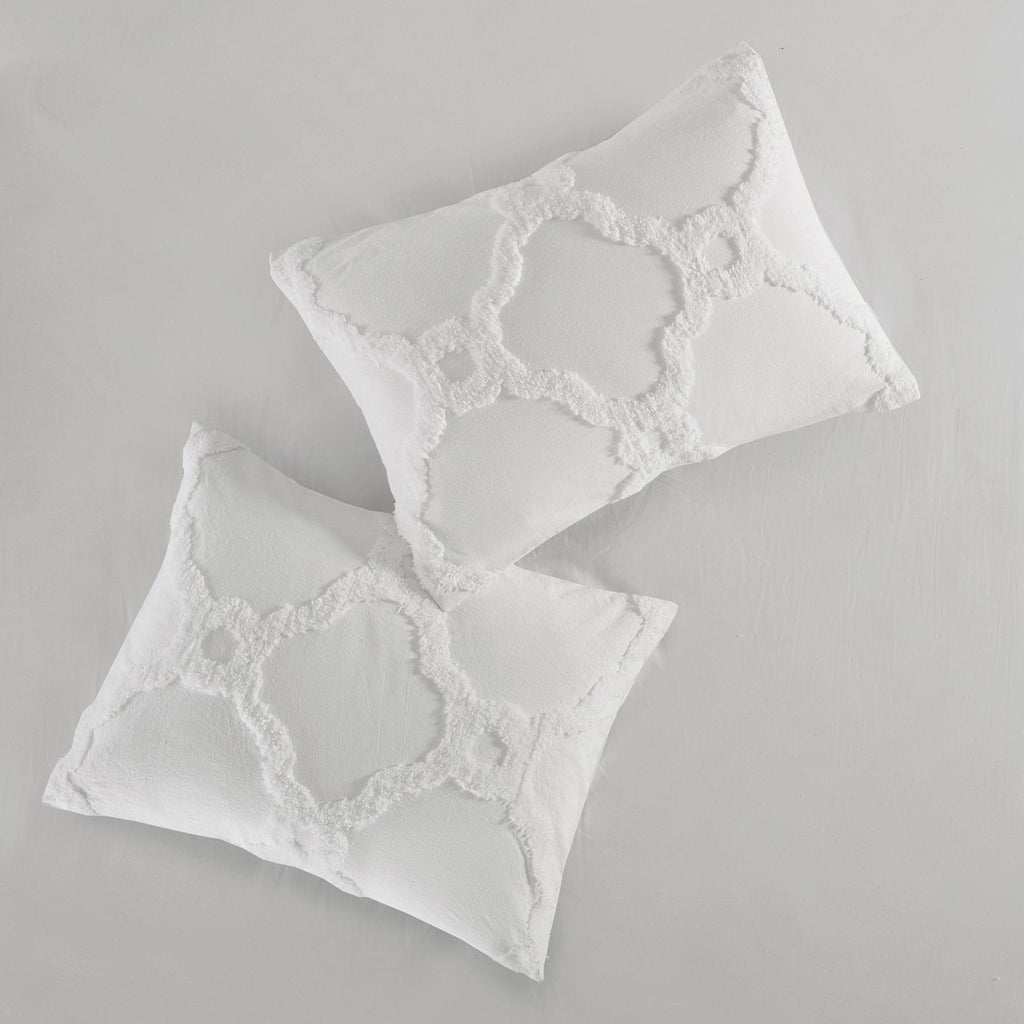 Home Essence Leena 3 piece Tufted Cotton Comforter set, King/Cal King, White